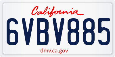 CA license plate 6VBV885