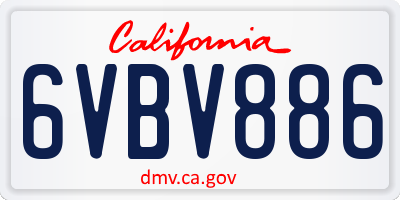 CA license plate 6VBV886