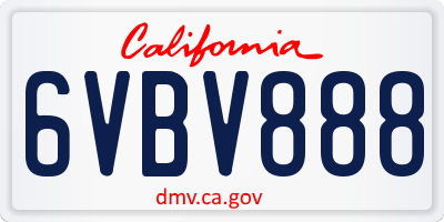 CA license plate 6VBV888