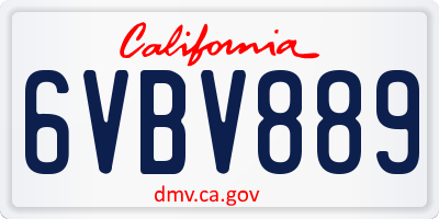 CA license plate 6VBV889