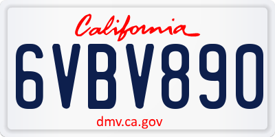 CA license plate 6VBV890