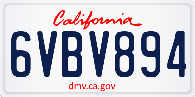 CA license plate 6VBV894