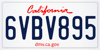 CA license plate 6VBV895