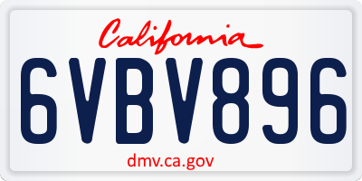 CA license plate 6VBV896