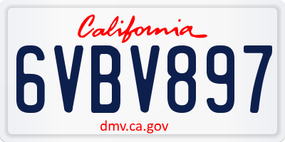 CA license plate 6VBV897