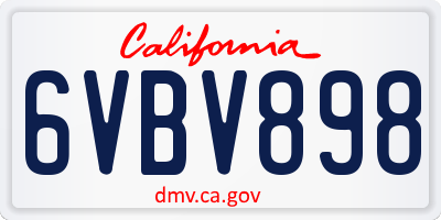 CA license plate 6VBV898