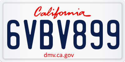 CA license plate 6VBV899