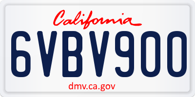 CA license plate 6VBV900