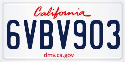 CA license plate 6VBV903