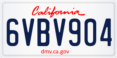 CA license plate 6VBV904