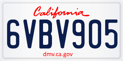 CA license plate 6VBV905