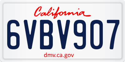 CA license plate 6VBV907