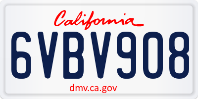 CA license plate 6VBV908