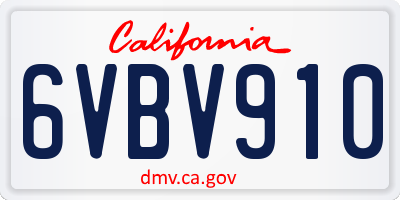 CA license plate 6VBV910
