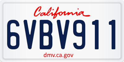 CA license plate 6VBV911