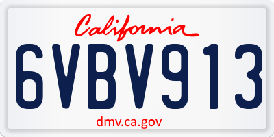 CA license plate 6VBV913
