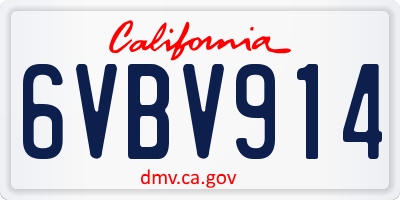 CA license plate 6VBV914