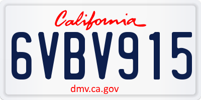 CA license plate 6VBV915