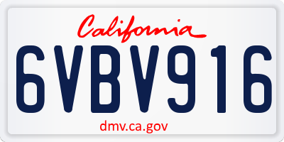 CA license plate 6VBV916