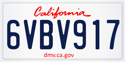 CA license plate 6VBV917