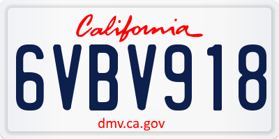 CA license plate 6VBV918