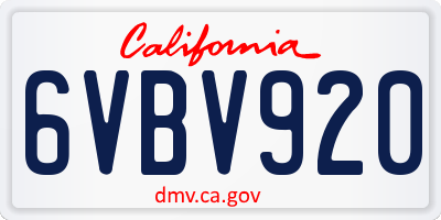 CA license plate 6VBV920