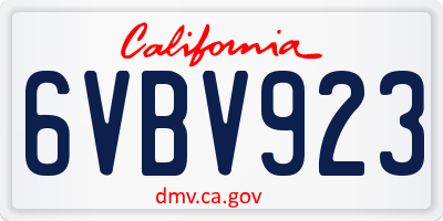 CA license plate 6VBV923