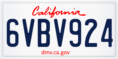 CA license plate 6VBV924