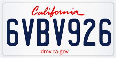 CA license plate 6VBV926
