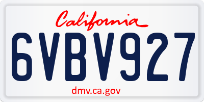 CA license plate 6VBV927