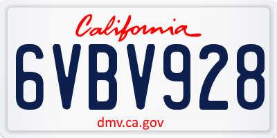 CA license plate 6VBV928