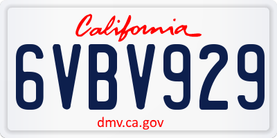 CA license plate 6VBV929
