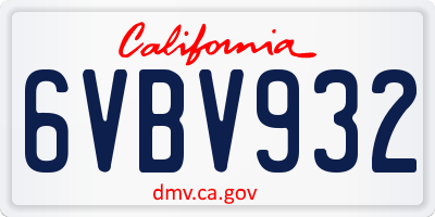 CA license plate 6VBV932