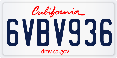 CA license plate 6VBV936