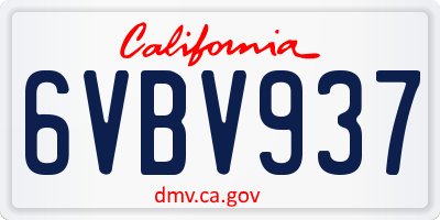 CA license plate 6VBV937
