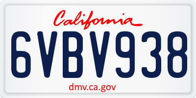 CA license plate 6VBV938