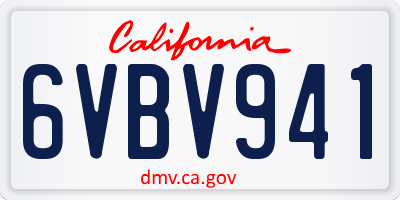 CA license plate 6VBV941
