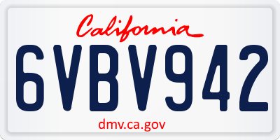 CA license plate 6VBV942