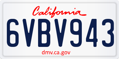 CA license plate 6VBV943