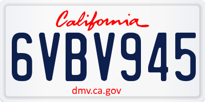 CA license plate 6VBV945
