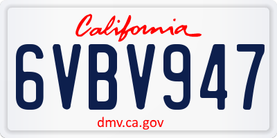 CA license plate 6VBV947