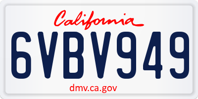 CA license plate 6VBV949