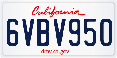 CA license plate 6VBV950