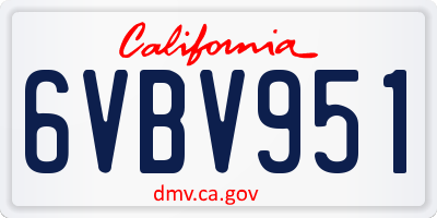 CA license plate 6VBV951