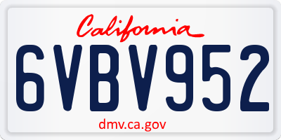 CA license plate 6VBV952