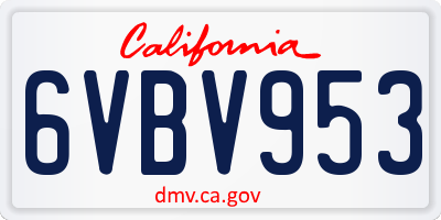 CA license plate 6VBV953