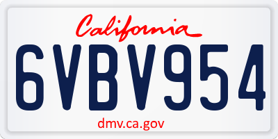 CA license plate 6VBV954