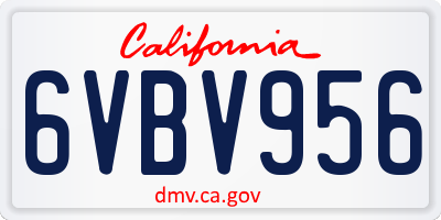CA license plate 6VBV956