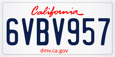 CA license plate 6VBV957