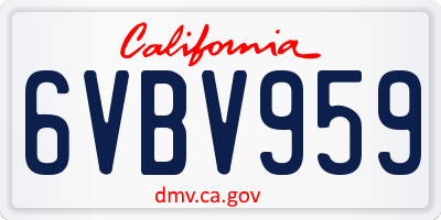 CA license plate 6VBV959